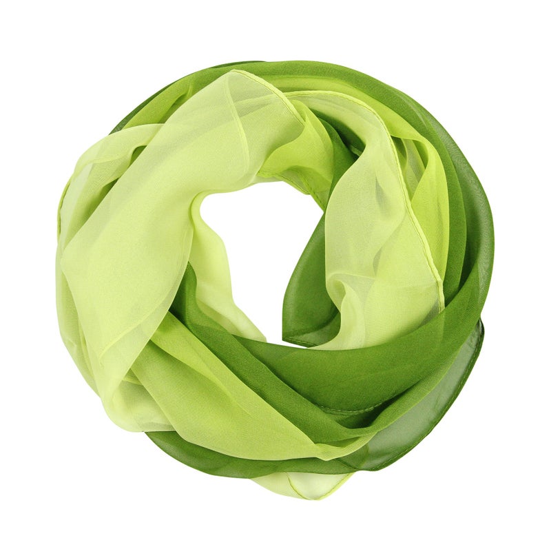 PANTONIGHT Long Chiffon Sheer Scarf Gradient - Pantonight Green Shaded Colors Lightweight Scarf For Womens (Color 091) - Image 2
